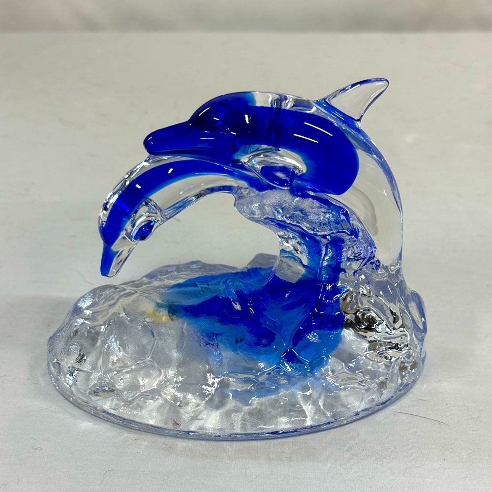 Vintage Cristal d’Arques Dolphins Jumping in Waves